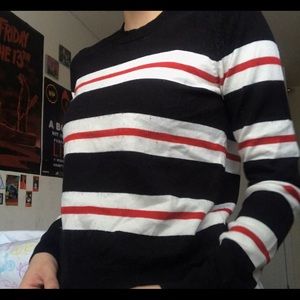 striped red, black and white sweater!